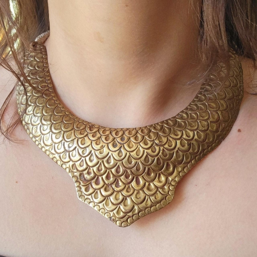 *RARE* Vintage Brass Collar Statement Necklace